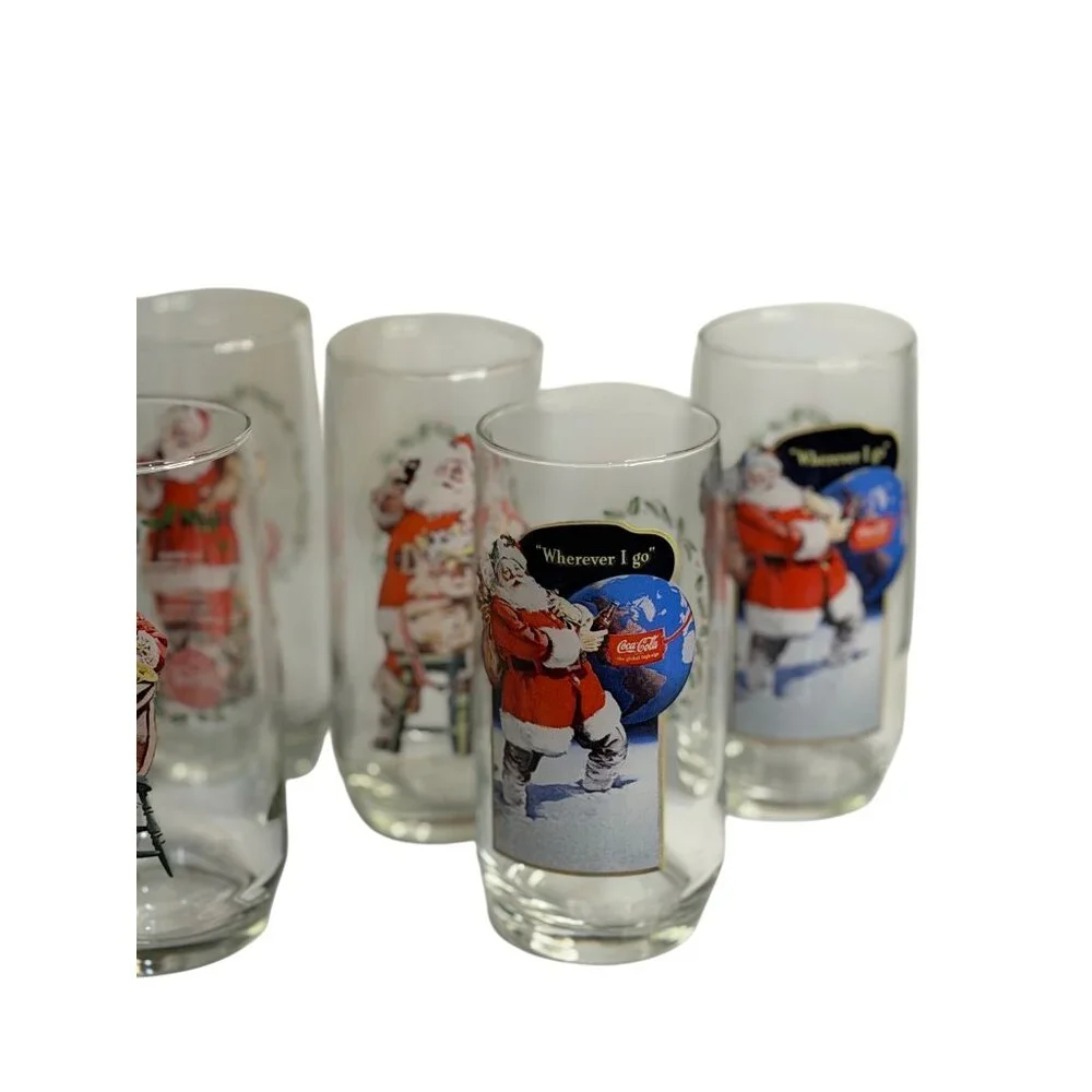VTG Coca-Cola Christmas Haddon Sundblom Santa Glasses Series 2 Set of 6 Tumblers